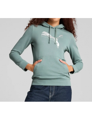 SUDADERA PUMA MUJER METALLIC HOODIE VERDE