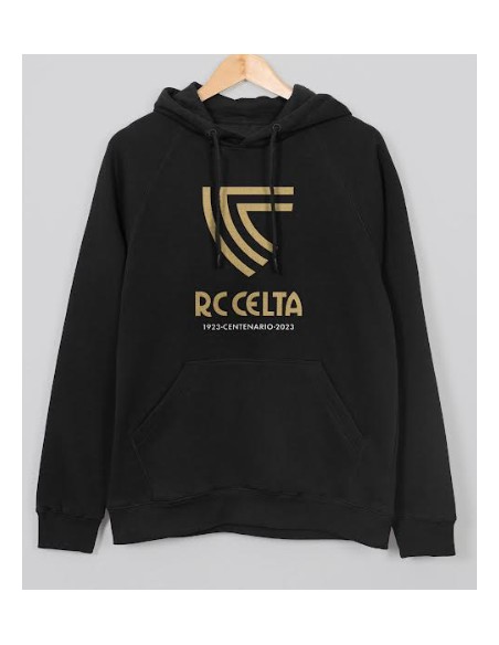 SUDADERA CENTENARIO CELTA DE VIGO REIZENTOLO NEGRO DORADO ALGODON