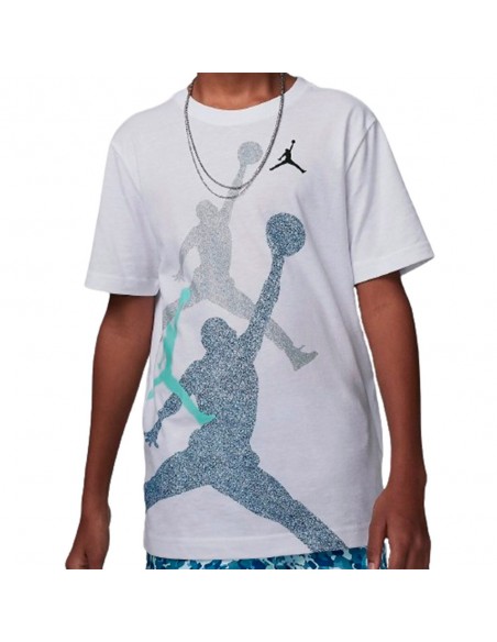 Camiseta NIKE JDB GRADIENTE STACKED JM SS TEE 95D119 I1N Blanco
