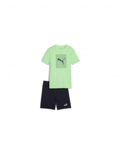 Conjunto Camiseta Verde + Bermuda  Negra PUMA ESS LOGO... 2