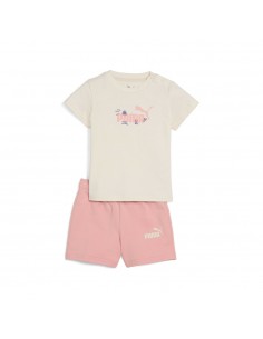 Conjunto Camiseta Beis + Bermuda Rosa Puma-MINICATS SANDY...