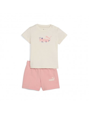 Conjunto Camiseta Beis + Bermuda Rosa Puma-MINICATS SANDY ADVENTURES Tee and Shorts Set INF-686286-87-BLANCO UNISEX JUNIOR