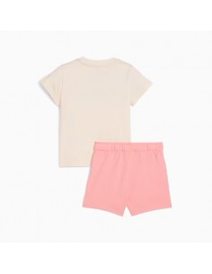 Conjunto Camiseta Beis + Bermuda Rosa Puma-MINICATS SANDY... 2
