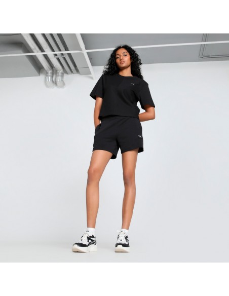 Pantalón corto Negro Puma-ESS ELEVATED Mid-Rise Shorts 5-685020-01-NEGRO MUJER