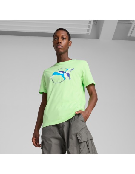 Camiseta manga corta Verde Puma-GRAPHICS Multiple Cat Logo Tee-684826-49-VERDE UNISEX