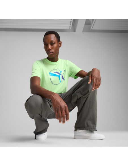 Camiseta manga corta Verde Puma-GRAPHICS Multiple Cat Logo Tee-684826-49-VERDE UNISEX