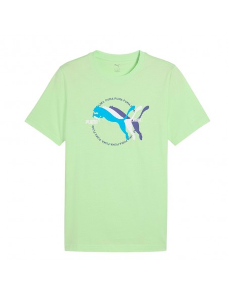 Camiseta manga corta Verde Puma-GRAPHICS Multiple Cat Logo Tee-684826-49-VERDE UNISEX