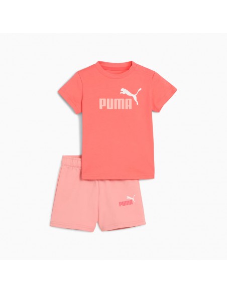 Conjunto Camiseta + Bermuda Puma-MINICATS ESS Tee and Shorts Set INF-686285-24-NARANJA UNISEX JUNIOR