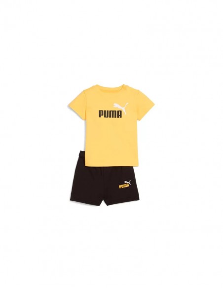 Conjunto Camiseta Amarilla + Pantalón Puma-ESS 2 COLOR No. 1 Logo Tee and Shorts Set B-686298-55-AMARILLO UNISEX JUNIOR