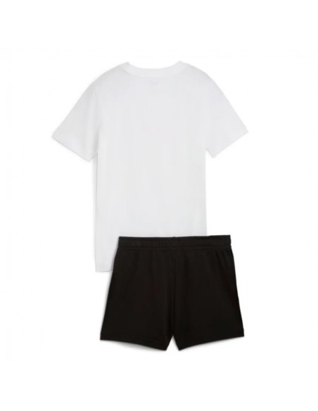 Conjunto Camiseta Blanca + Bermuda Negra Puma-ESS No.1 Logo Tee and Shorts Set G-686307-02-BLANCO NIÑA