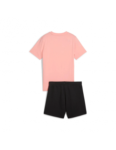 Conjunto Camiseta Rosa + Bermuda Negra Puma-FLAMING LOVE Tee and Shorts Set G-686308-18-ROSA NIÑA