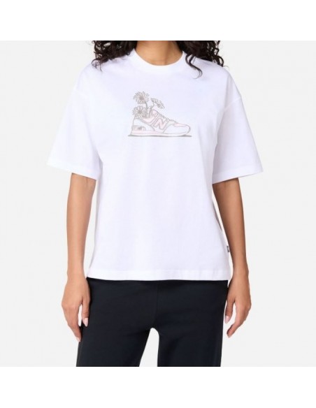 Camiseta NEW BALANCE Oversized Flower T-Shirt  WT43556 WT Blanco