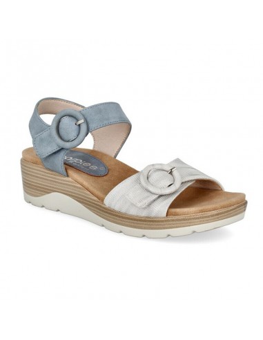 SANDALIAS MUJER AMARPIES  TIRAS AJUSTABLES  AZUL/GRIS