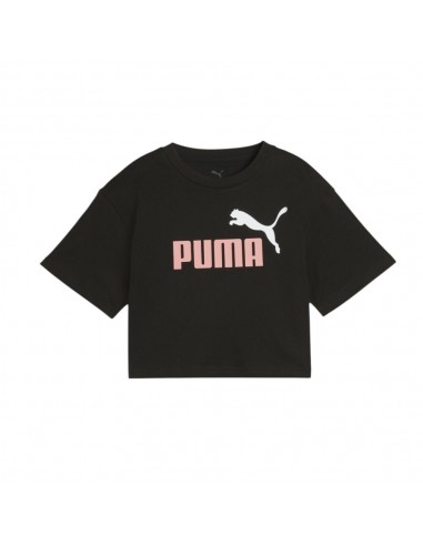 CAMISETA NEGRA PUMA ESS 2 COLOR LOG black poised pink 686071-51