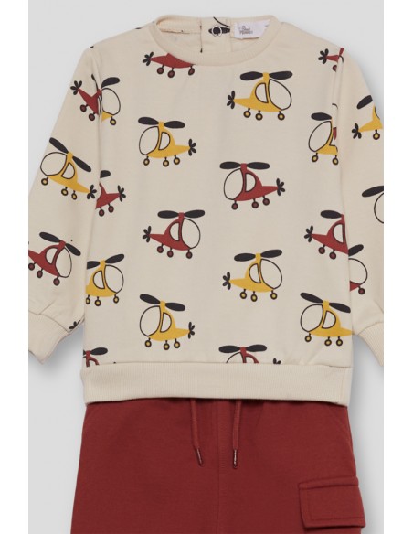 CHANDAL BEBE NIÑO STREET MONKEY HELICÓPTEROS BEIGE