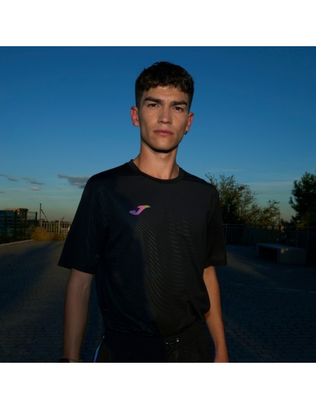 Camiseta Running negra Joma R-Night manga corta negra