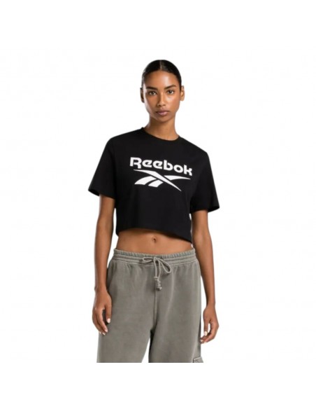 Camiseta Manga Corta Negro REEBOK IDENTITY BIG LOGO CROP TEE BLACK MUJER