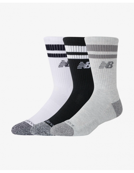CALCETINES MODA NEW BALANCE Active Lifestyle Striped Crew gris blanco negro (3 pares)