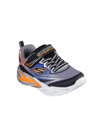 Calzado-SKECHERS FLEX-GLOW ULTRA-400139L-BKSL-NIÑO-NEGRO-GRISES