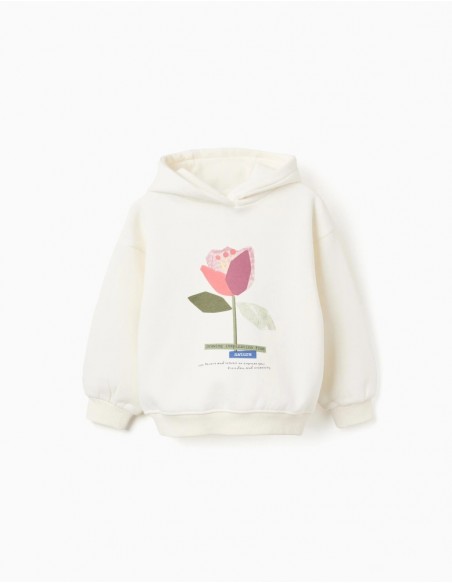 SUDADERA NIÑA CON CAPUCHA ZIPPY ESTAMPADO FLOR