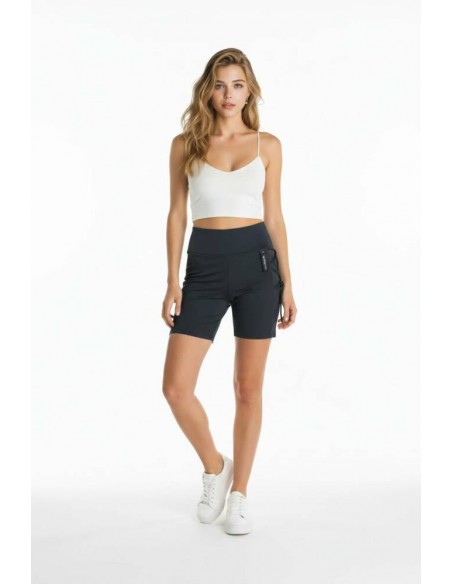 SHORT SONTRESS CYCLING ASIMETRICO CRUCES SPAGUETTI MP58-5 NEGRO MUJER