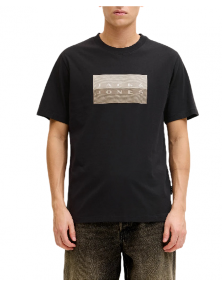 Camiseta JACK & JONES JCOFUSION DOTS PRINT TEE SS CREW SN 12289863 Negro Negro