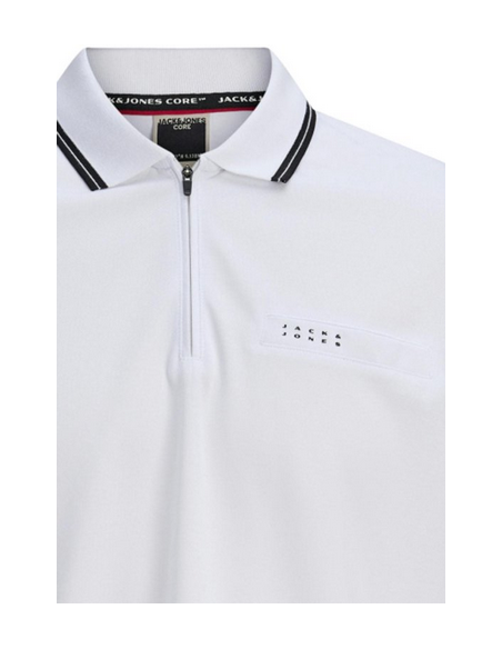 Polo JACK & JONES JCOFUSION BRANDING POLO ZIP SS 12289953 Blanco Blanco