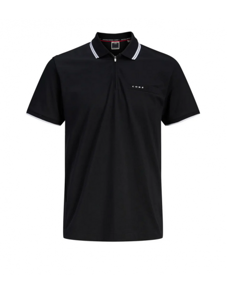 Polo JACK & JONES JCOFUSION BRANDING POLO ZIP SS 12289953 Negro Negro