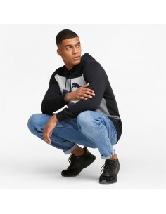 ESS+COLORBLOCK HOOD , PUMA BLACK, USXL