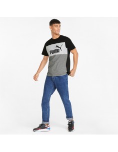 PUMA ESS+COLORBLOCK TEE,PUMA BLACK