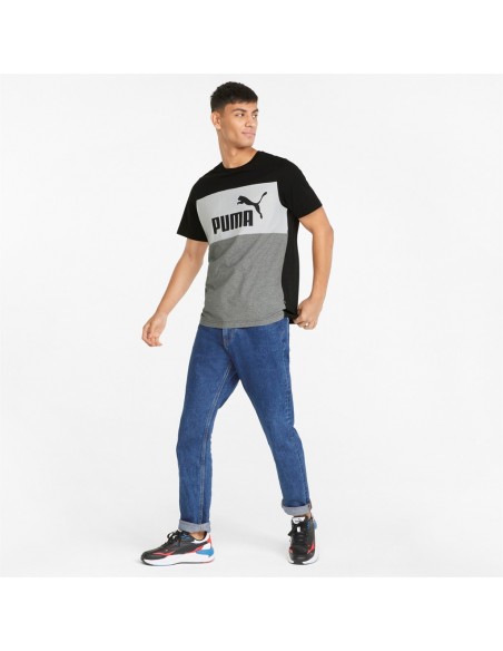 PUMA ESS+COLORBLOCK TEE,PUMA BLACK