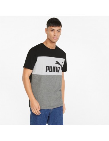 PUMA ESS+COLORBLOCK TEE,PUMA BLACK
