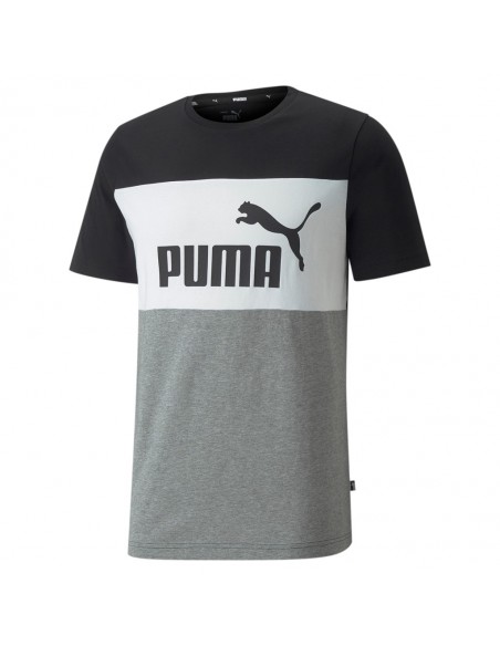 PUMA ESS+COLORBLOCK TEE,PUMA BLACK