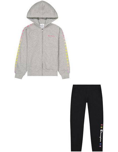 CHAMPION Hooded Full Zip Suit GRIS-NEGRO