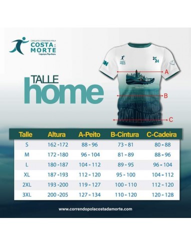 Camiseta Correndo pola Costa da Morte 2024 Hombre