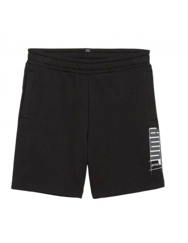 Pantalon corto PUMA 679229-01-ESS+ LOGO LAB Shorts TR B-UNISEX JUNIOR-NEGRO