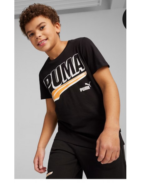 Camiseta de manga corta PUMA 680294-01-ESS+ MID 90s Graphic Tee B-UNISEX JUNIOR-NEGRO