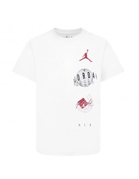 Camiseta NIKE JDB AIR GLOBE JORDAN SS TEE 95D121 001 Blanco