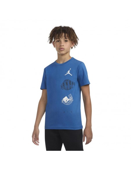 Camiseta NIKE JDB AIR GLOBE JORDAN SS TEE 95D121 U1R Azul
