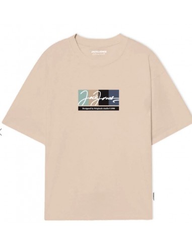 Camiseta JACK & JONES JORPORTLAND BLOCK BRANDING SS CN LN 12262662 Beige Beige