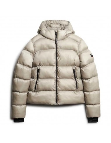 HOODED LUXE SPORTS PUFFER Oyster Creem sheen