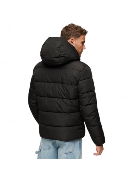 HOODED SPORTS PUFFER JACKET NEGRA