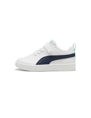 ZAPATILLAS PUMA JR UNISEX RICKIE AC PS BLANCO MARINO MENTA PIEL VELCRO