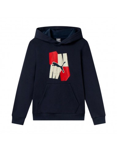 PUMA ESS+ GRAPHIC Hoodie FL B - navy