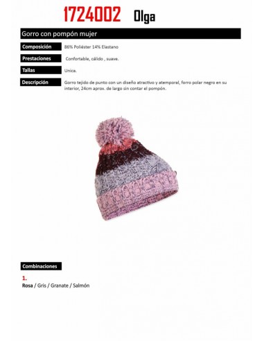 GORRO SPHERE INVIERNO PUNTO POMPOM MUJER OLGA