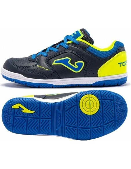 Botas de Futbol Sala para UNISEX JUNIOR JOMA TOP FLEX JR 2303 MARINO AMARILLO  INDOOR