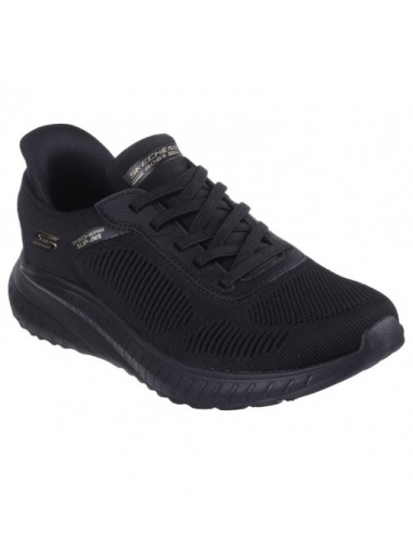 SKECHERS MUJER BOBS SQUAD SLIP IN NEGRO