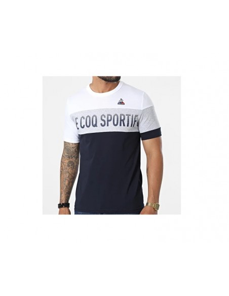CAMISETA HOMBRE LE COQ SPORTIF SAISON 2 TEE SS Nº1 MARINO/GRIS/BLANCO