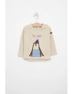 CAMISETA DE MANGA LARGA BEBÉ BATELA ESTAMPADO PINGÜINO