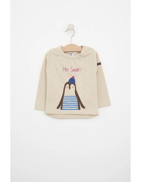 CAMISETA DE MANGA LARGA BEBÉ BATELA ESTAMPADO PINGÜINO